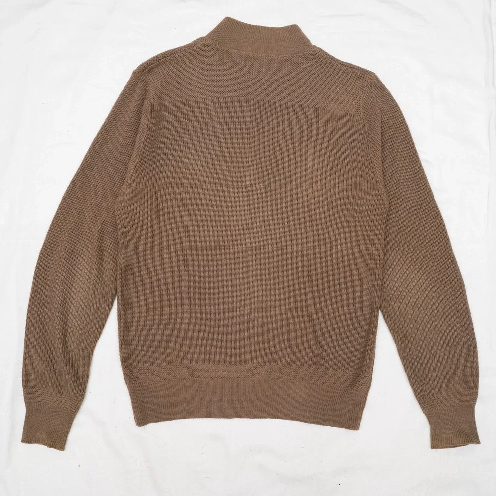 Vintage‎ Eddie Bauer Sweater Mens Large Brown 1980s Button Up 1/4